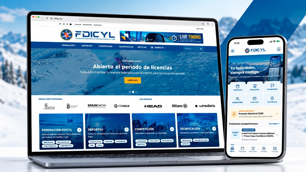 Web y PWA de FDICYL en desktop y móvil.